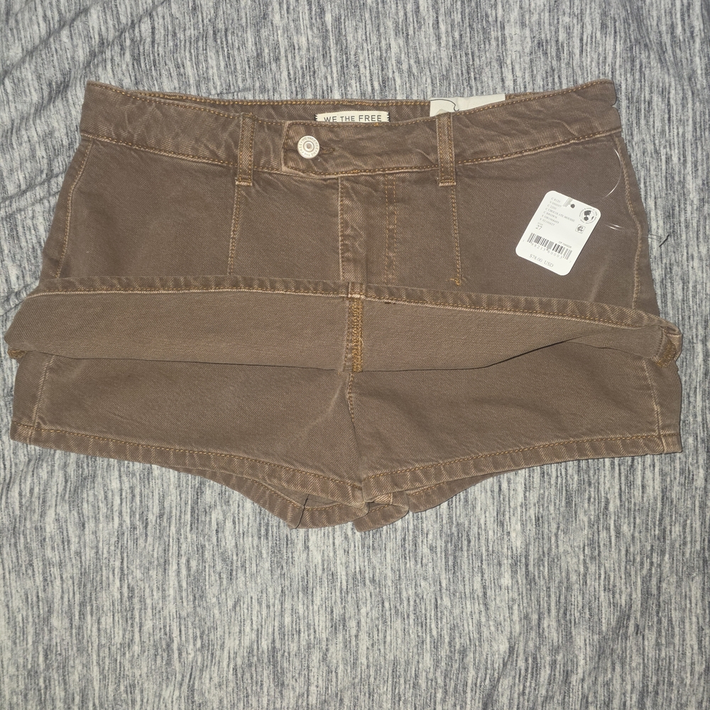 NWT We The Free Distressed Brown Denim Jean Skort - Picture 5 of 5